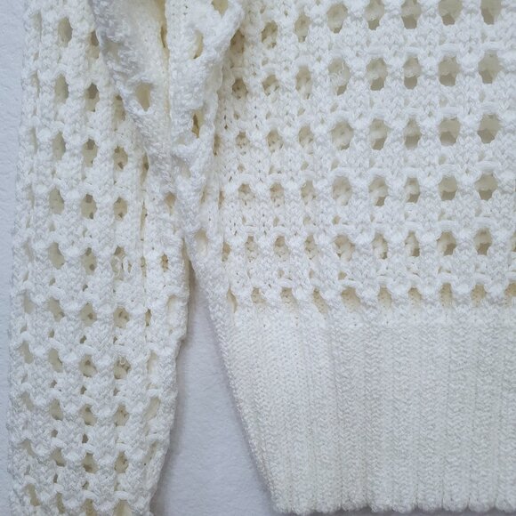 J. Crew Point Sur White Open Rope Knit Fisherman Knot Sweater Size Small - Picture 6 of 11